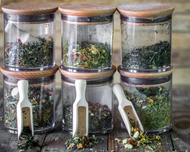 community herbal products Australia label checklist with herbs and tea