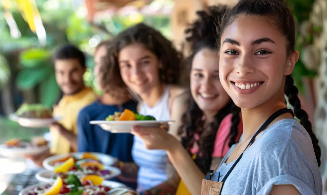 community nutrition Australia food notes with vegetables and tea